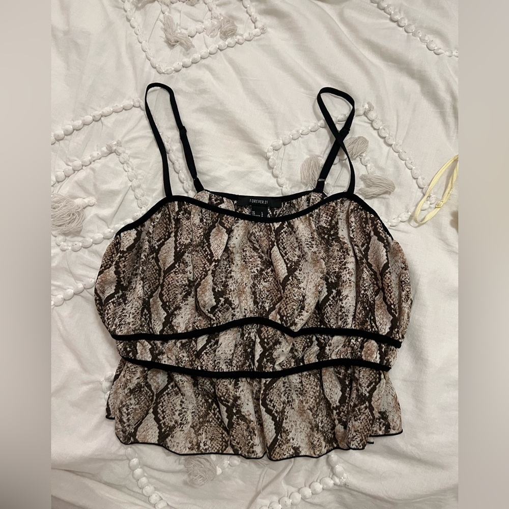 Snakeskin spaghetti strap crop top